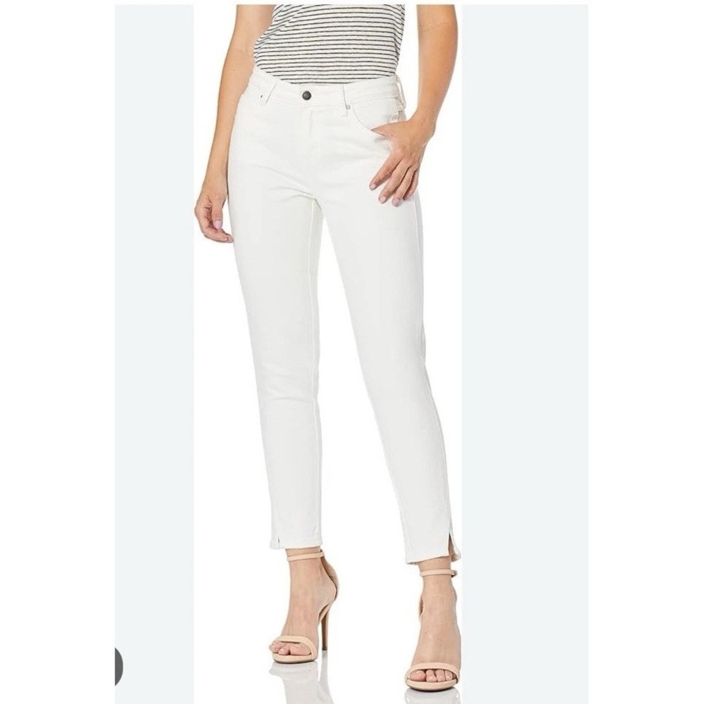EVIDNT Los Angeles Size 26 Tate Skinny Leg White Denim Jeans 3" Slit Pant Leg